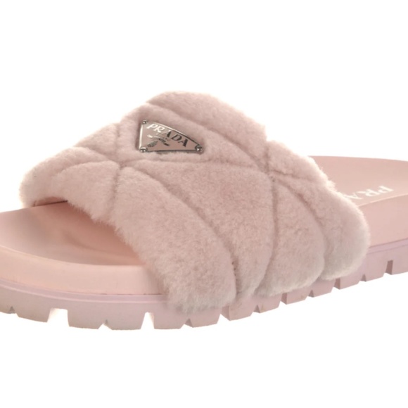 PRADA Shearling Leather Slides - Picture 2 of 5